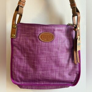 Fossil Key-Per top zip coated canvas crossbody bag Purple/Magenta